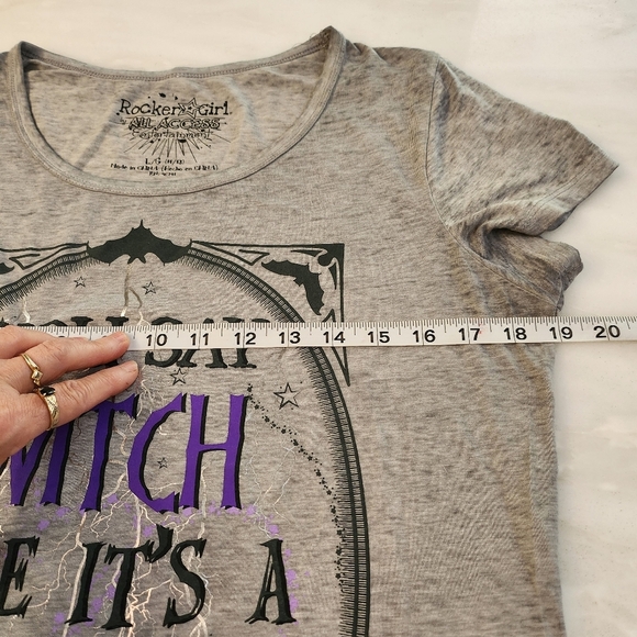 Rocker Girl   Light Gray Tee With" YOU SAY WITCH LIKE IT'S A BAD THING" juniors - Picture 6 of 6